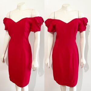 Positively Ellyn Red Off Shoulder Vintage Dress Size 8